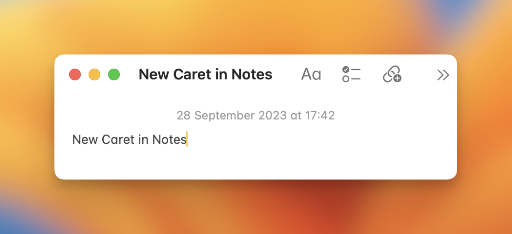 Screenshot from “New caret in Notes?”