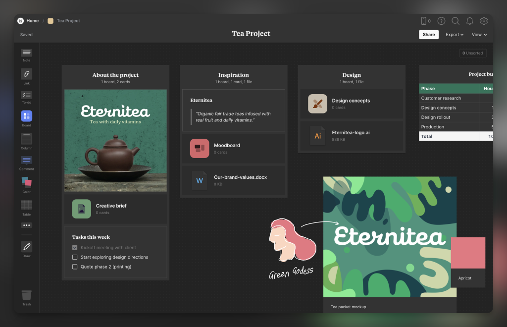 Screenshot from “Milanote’s Dark Mode is still one of the best implementations I’ve seen. So beautiful”